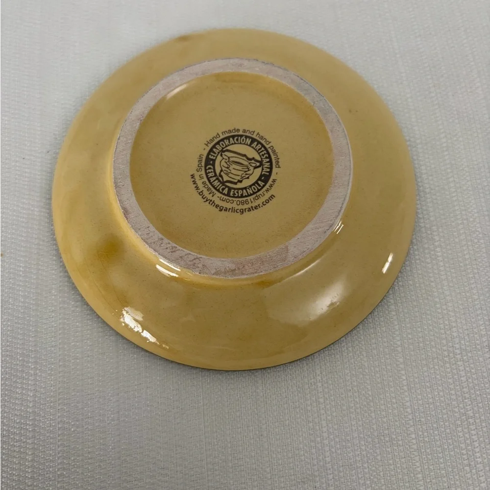 Garlic Grater Dish Hand Painted Spanish – Olive Ceramic Tapas Plate(F120)✨